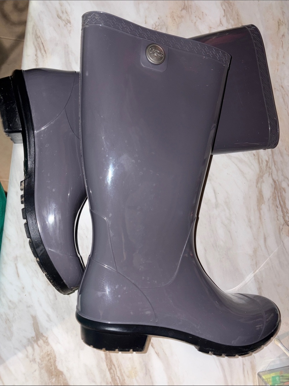 UGG Women's Tall Gloss Rain Boots in Gray